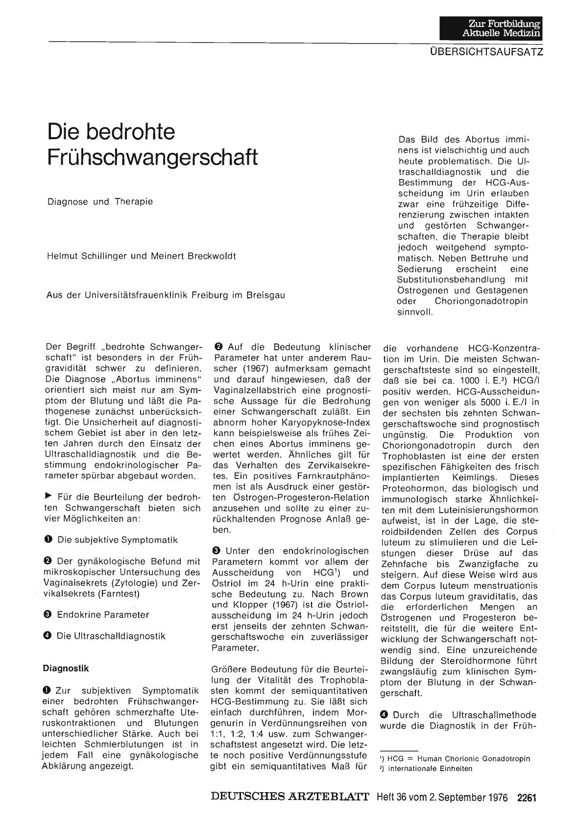 Vorschauseite 1: Die bedrohte Frühschwangerschaft: Diagnose und Therapie