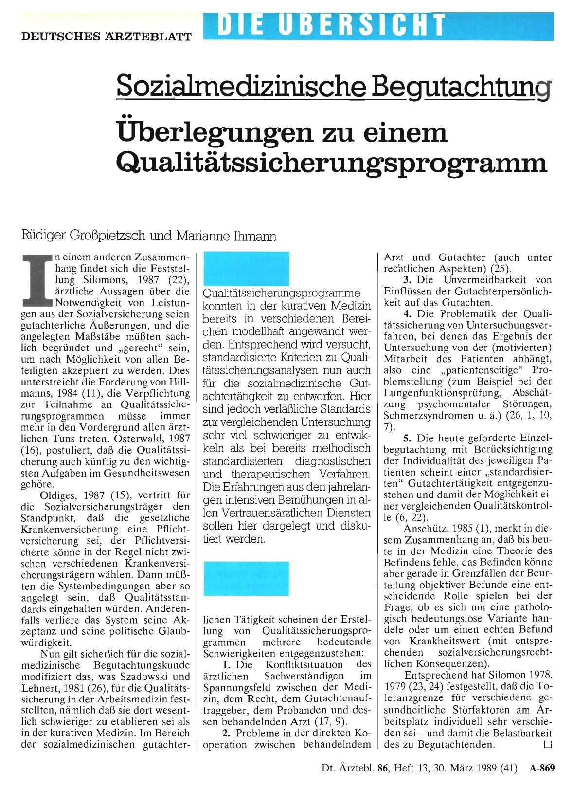 Vorschauseite 1: Sozialmedizinische Begutachtung: Überlegungen zu einem Qualitätssicherungsprogramm