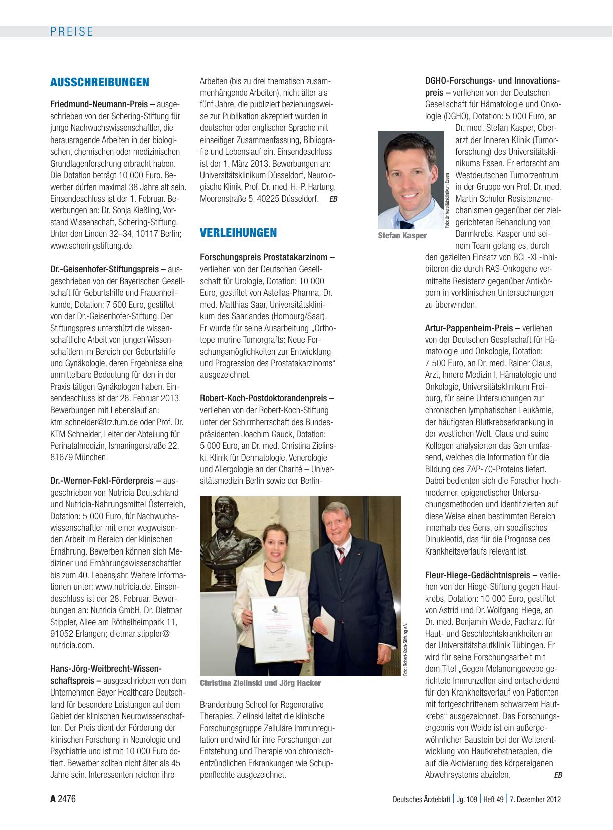 Vorschauseite 1: Verleihungen