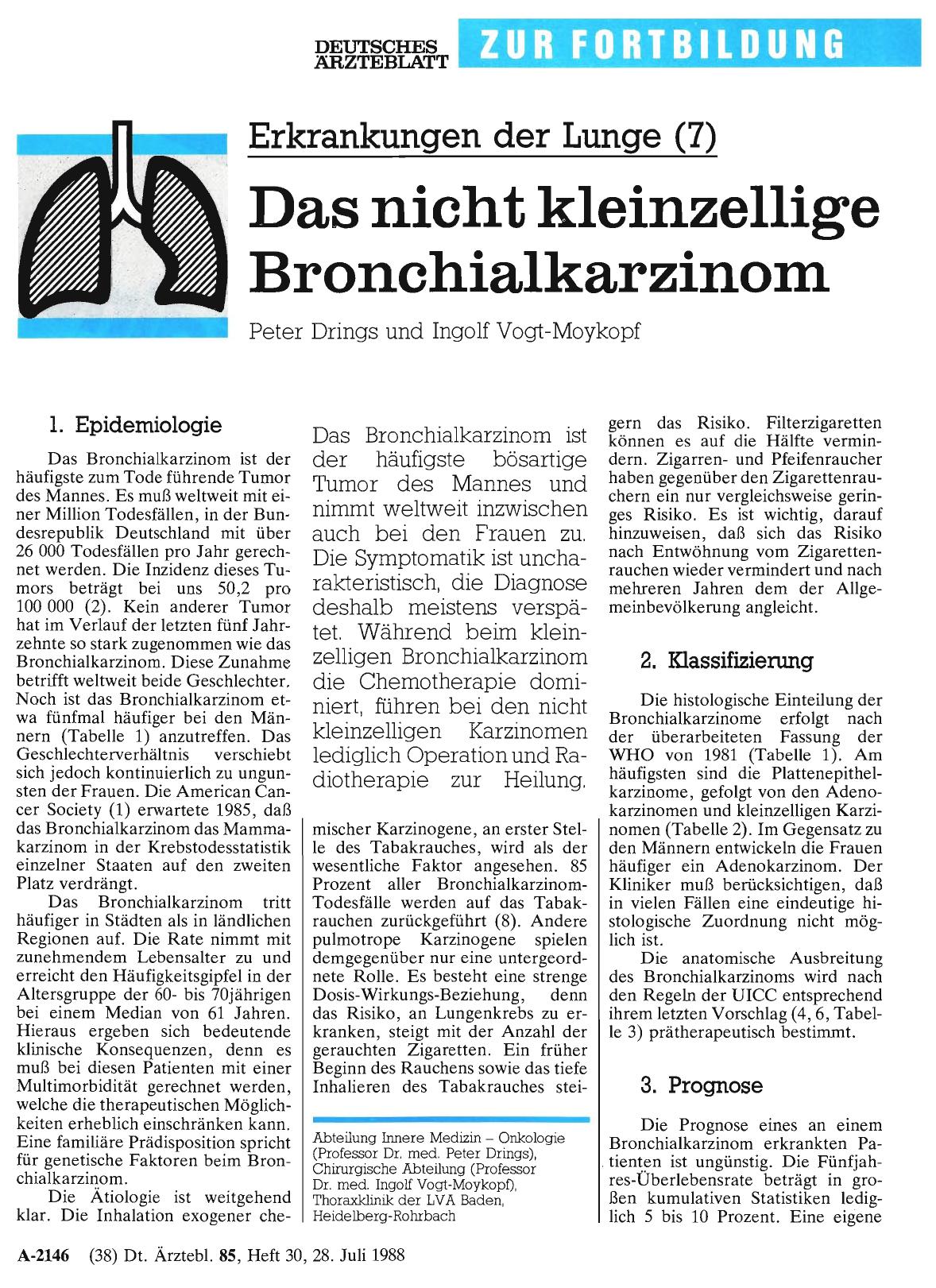 Vorschauseite 1: Erkrankungen der Lunge (7): Das nicht kleinzellige Bronchialkarzinom