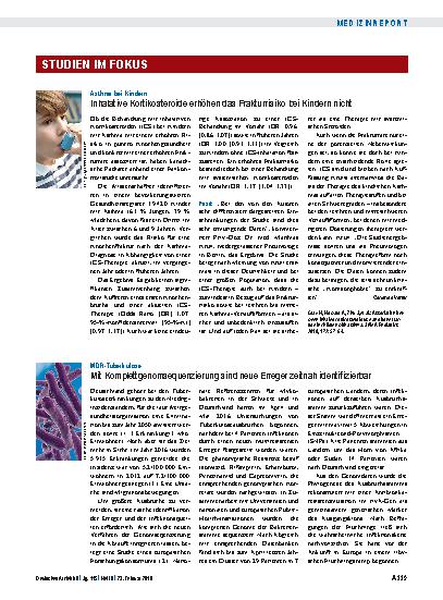Vorschauseite 1: Asthma bei Kindern: Inhalative Kortikosteroide erhöhen das Frakturrisiko bei Kindern nicht