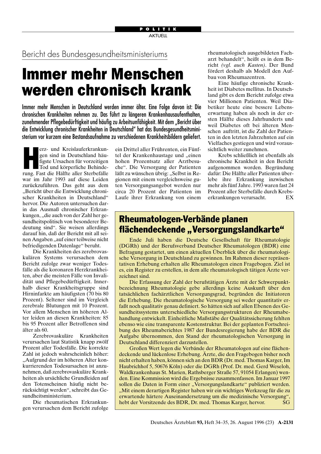 Vorschauseite 1: Rheumatologen-Verbände planen flächendeckende „Versorgungslandkarte“
