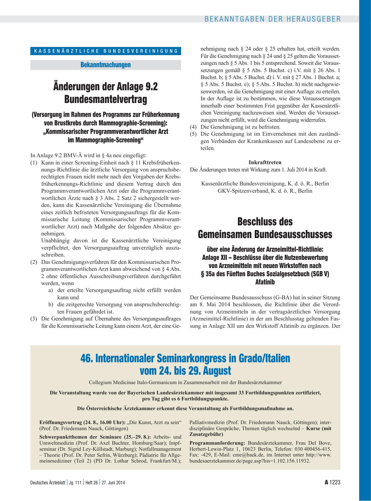 Vorschauseite 1: Beschluss des Gemeinsamen Bundesausschusses über eine Änderung der Arzneimittel-Richtlinie: Anlage XII – Beschlüsse über die Nutzenbewertung von Arzneimitteln mit neuen Wirkstoffe…