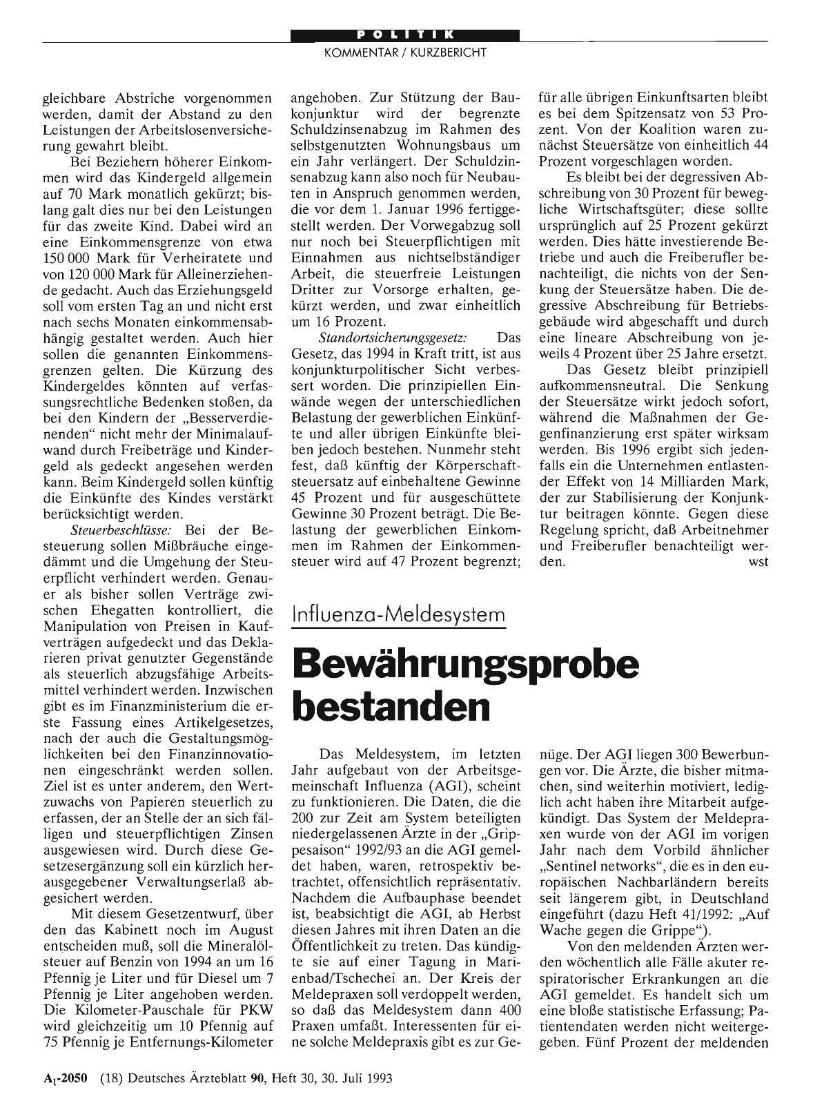 Vorschauseite 1: Influenza-Meldesystem: Bewährungsprobe bestanden