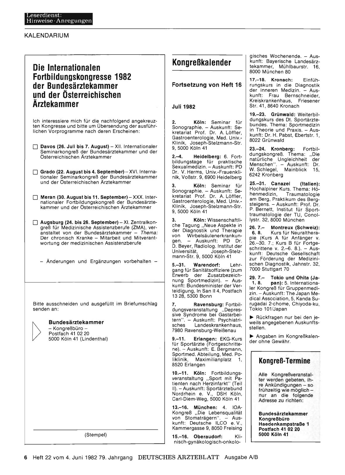 Vorschauseite 1: Kongreßkalender