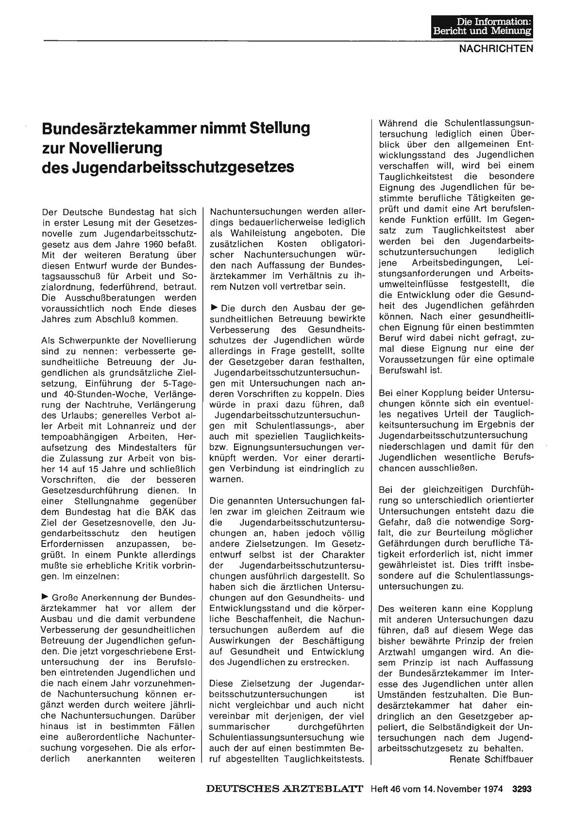 Vorschauseite 1: Bundesärztekammer nimmt Stellung zur Novellierung des Jugendarbeitsschutzgesetzes