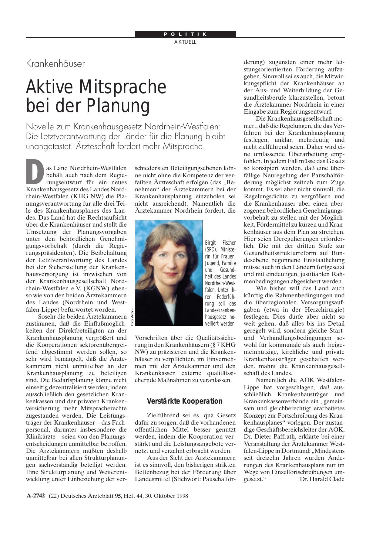 Vorschauseite 1: Krankenhäuser: Aktive Mitsprache bei der Planung