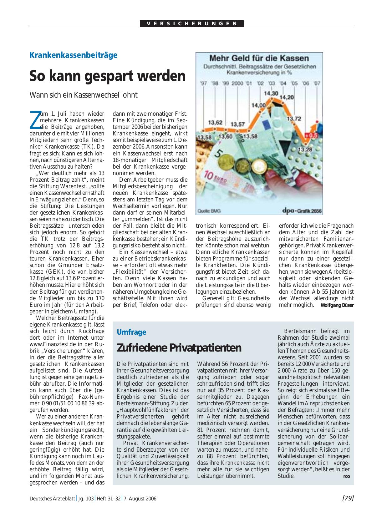 Vorschauseite 1: Umfrage: Zufriedene Privatpatienten
