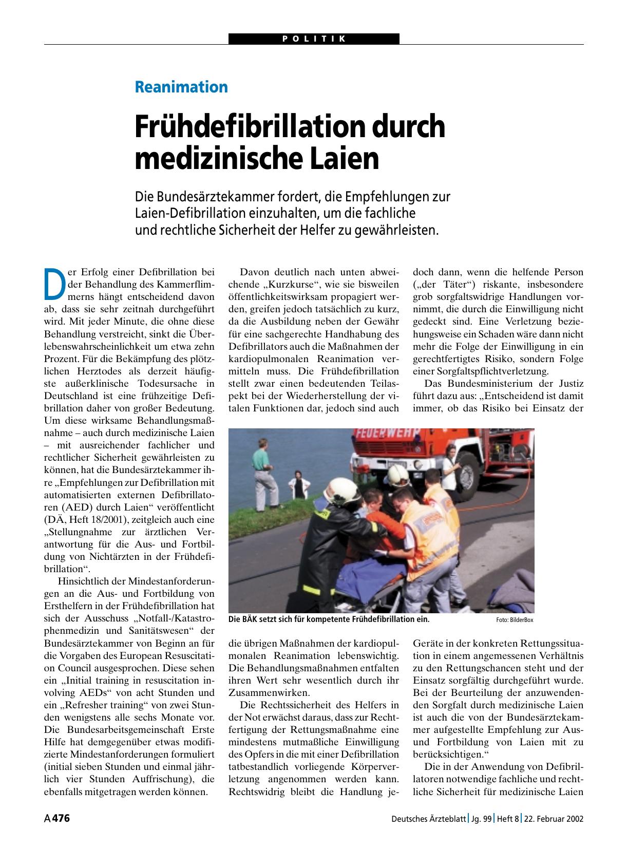 Vorschauseite 1: Reanimation: Frühdefibrillation durch medizinische Laien