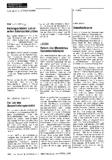 Vorschauseite 1: HESSEN: Reform des öffentlichen Gesundheitsdienstes