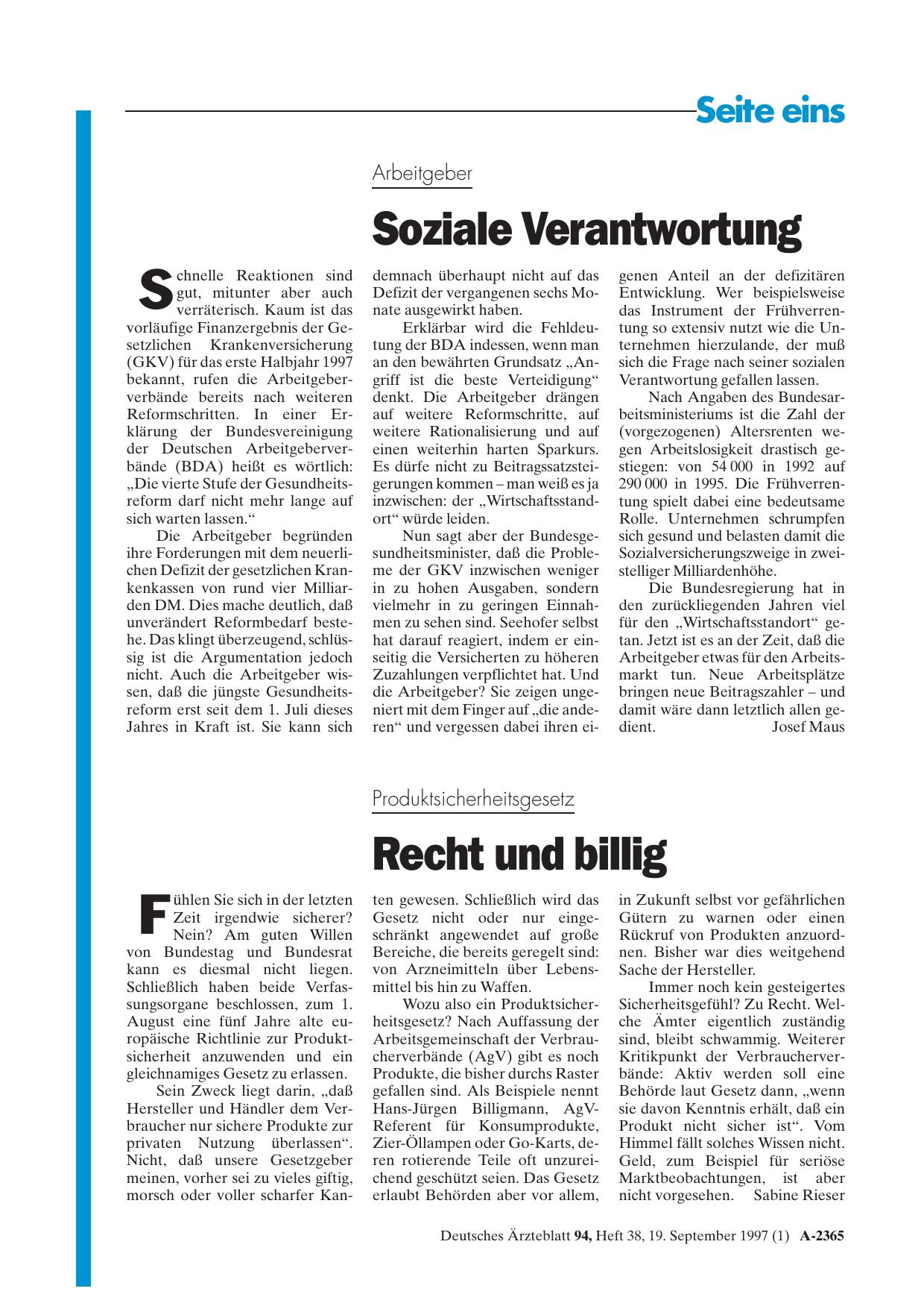 Vorschauseite 1: Arbeitgeber: Soziale Verantwortung