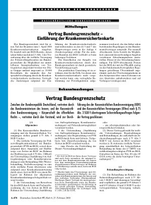 Vorschauseite 1: Vertrag Bundesgrenzschutz - Einführung der Krankenversichertenkarte