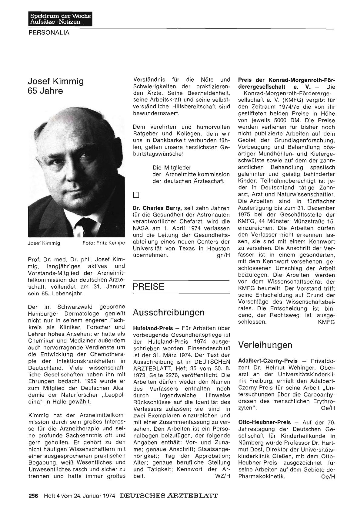 Vorschauseite 1: Josef Kimmig 65 Jahre