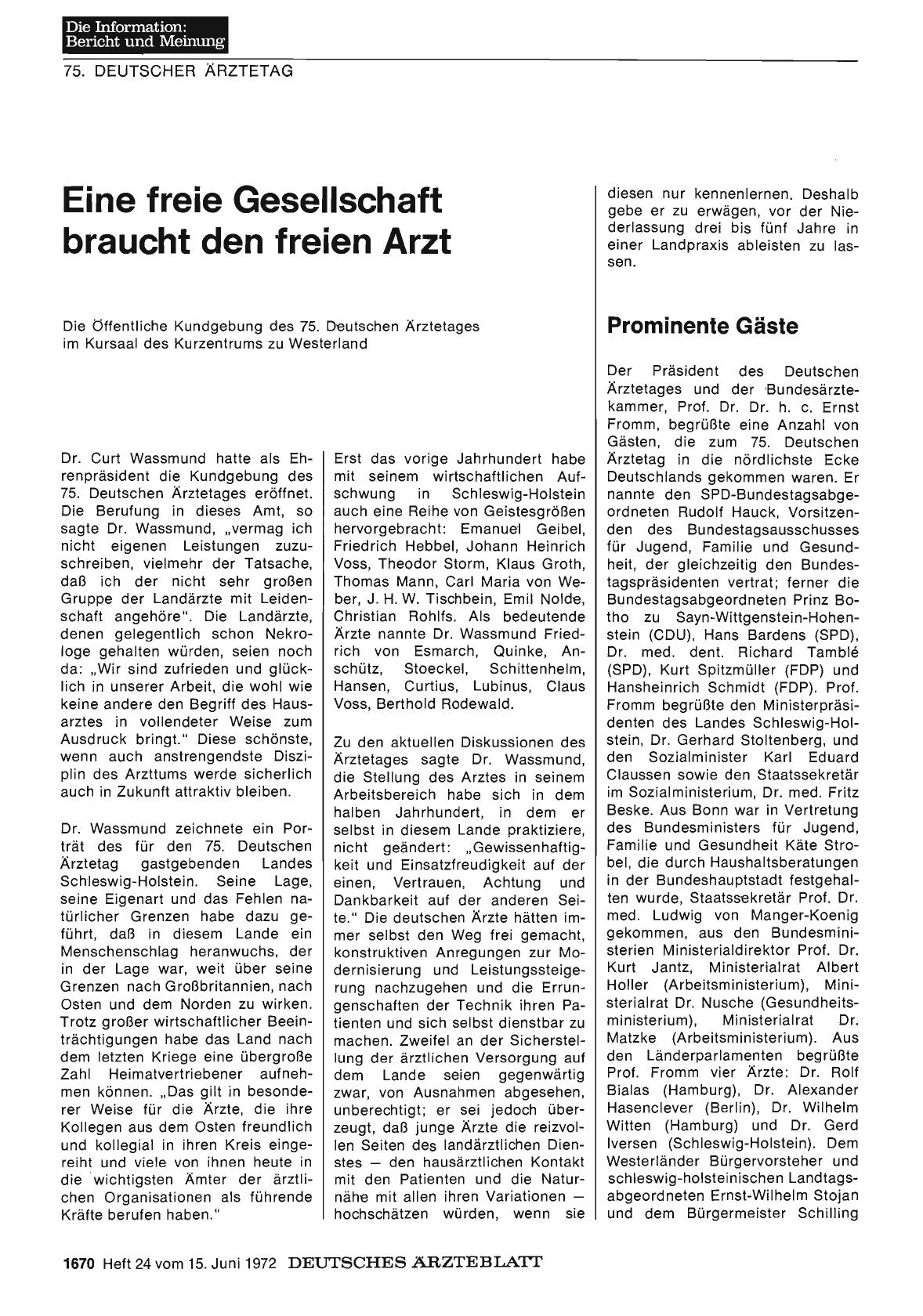 Vorschauseite 1: Eine freie Gesellschaft braucht den freien Arzt