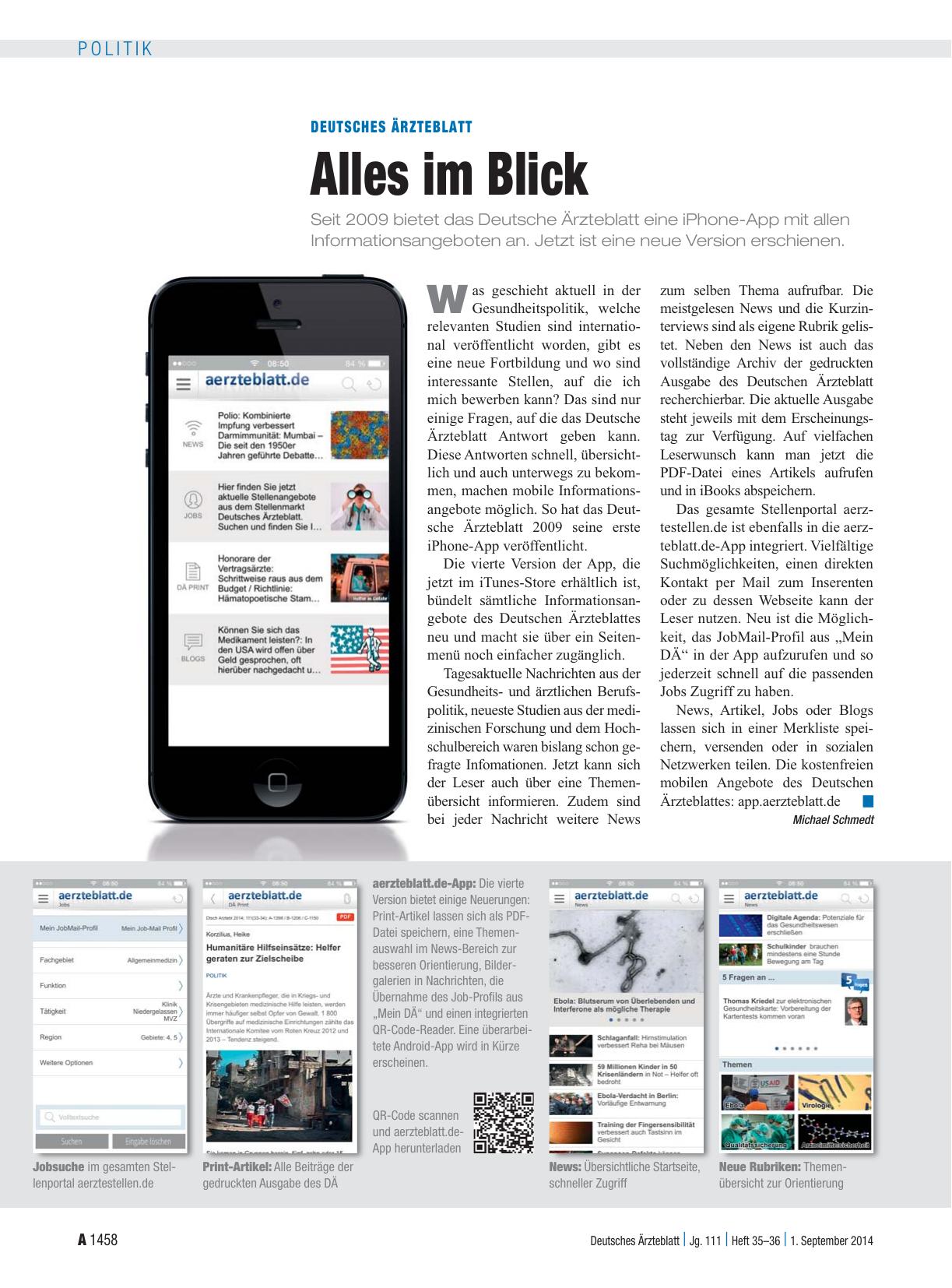 Vorschauseite 1: Deutsches Ärzteblatt: Alles im Blick