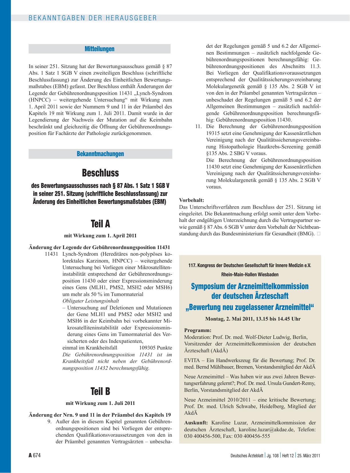 Vorschauseite 1: Symposium der Arzneimittelkommission der deutschen Ärzteschaft „Bewertung neu zugelassener Arzneimittel“
