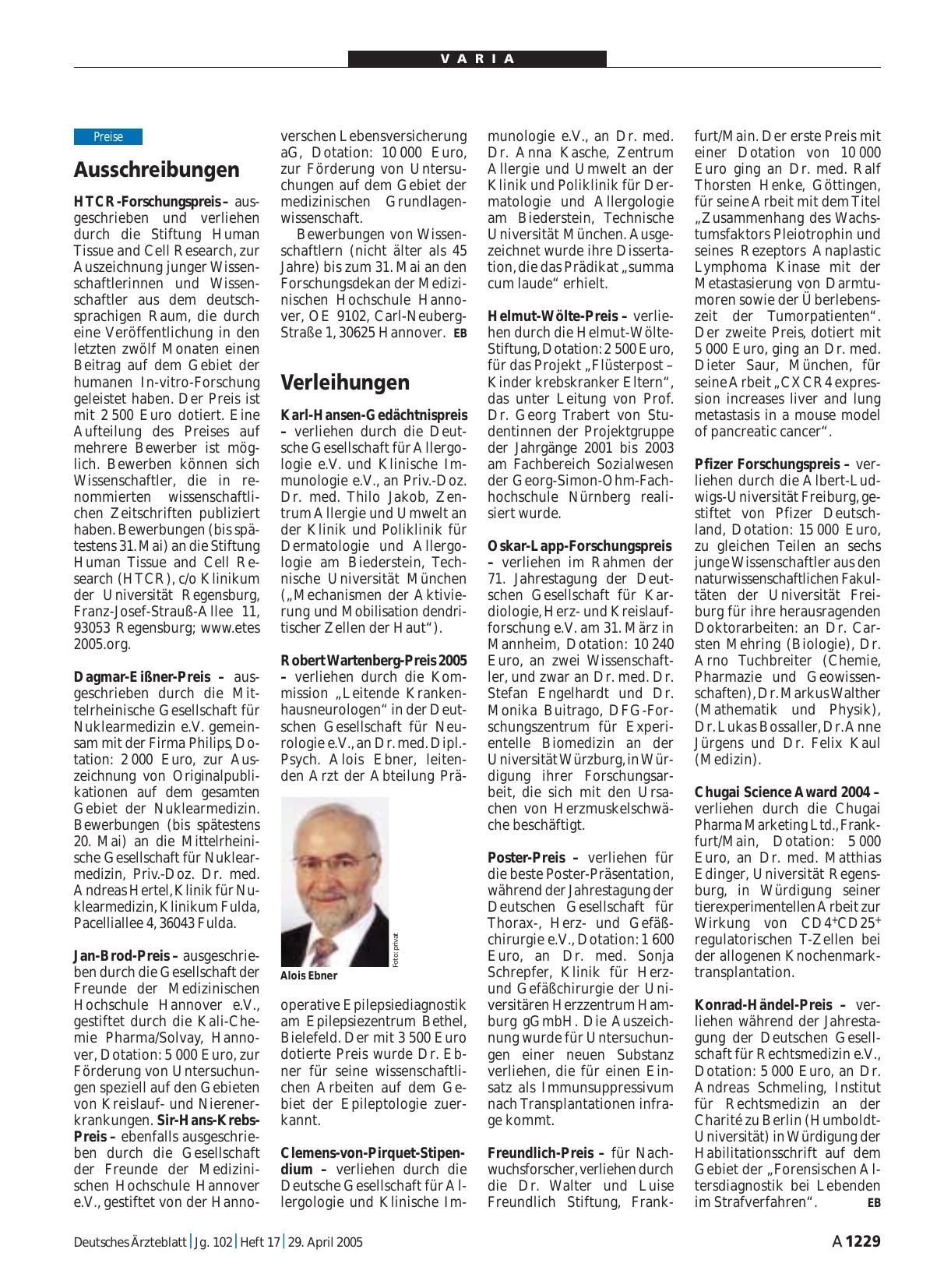 Vorschauseite 1: Ausschreibungen