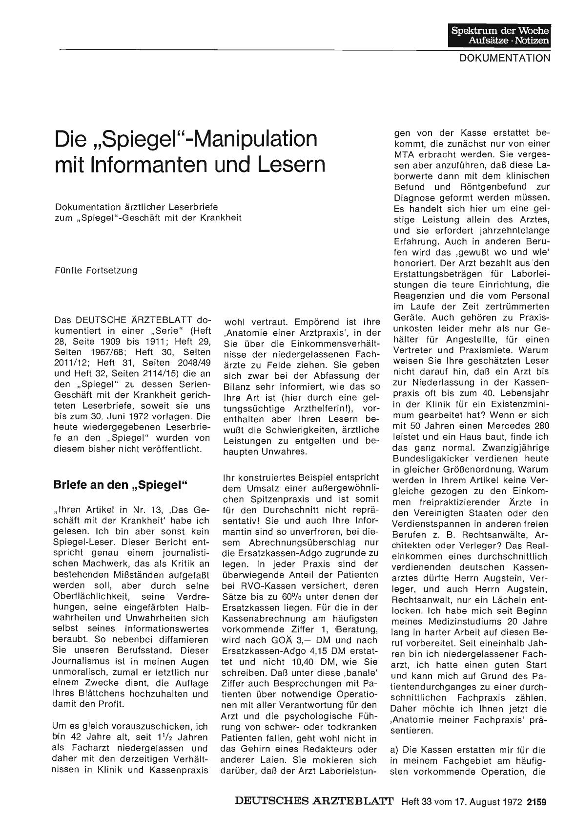 Vorschauseite 1: Die „Spiegel"-Manipulation mit Informanten und Lesern - Fünfte Fortsetzung