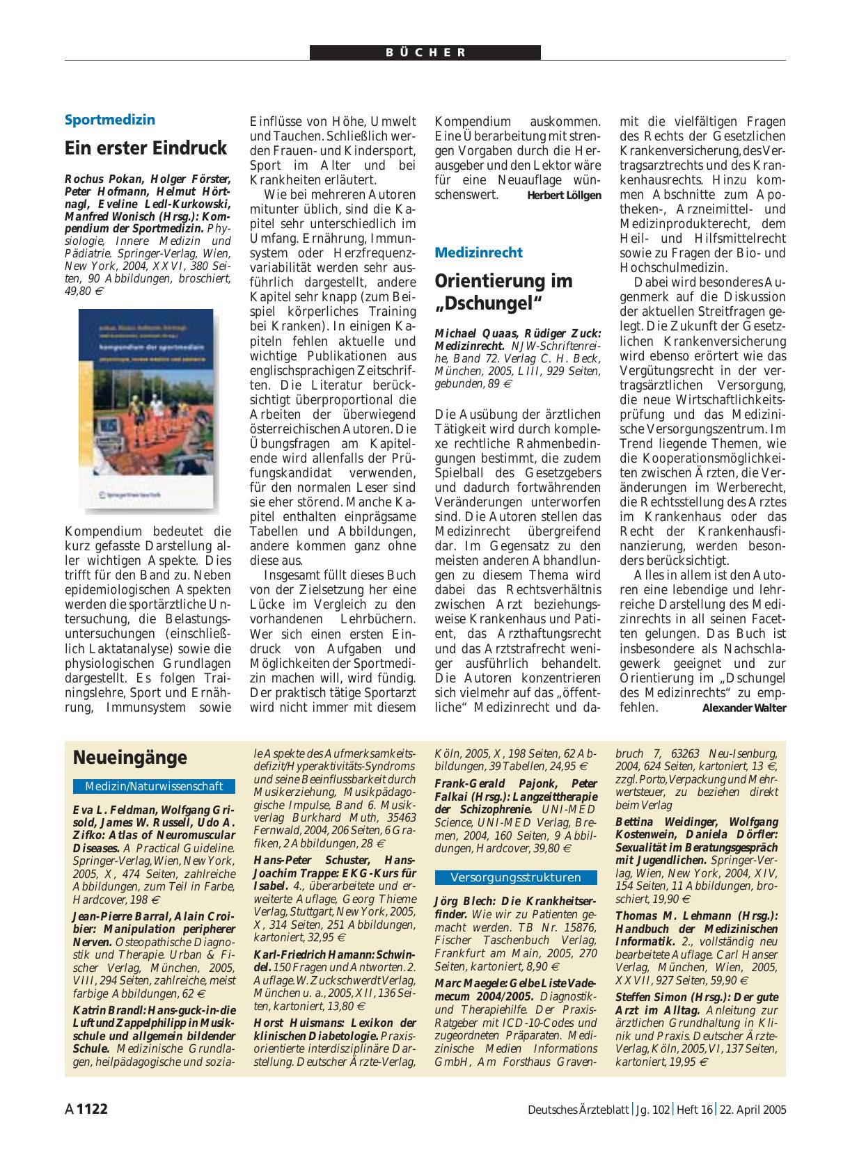 Vorschauseite 1: Kompendium der Sportmedizin
