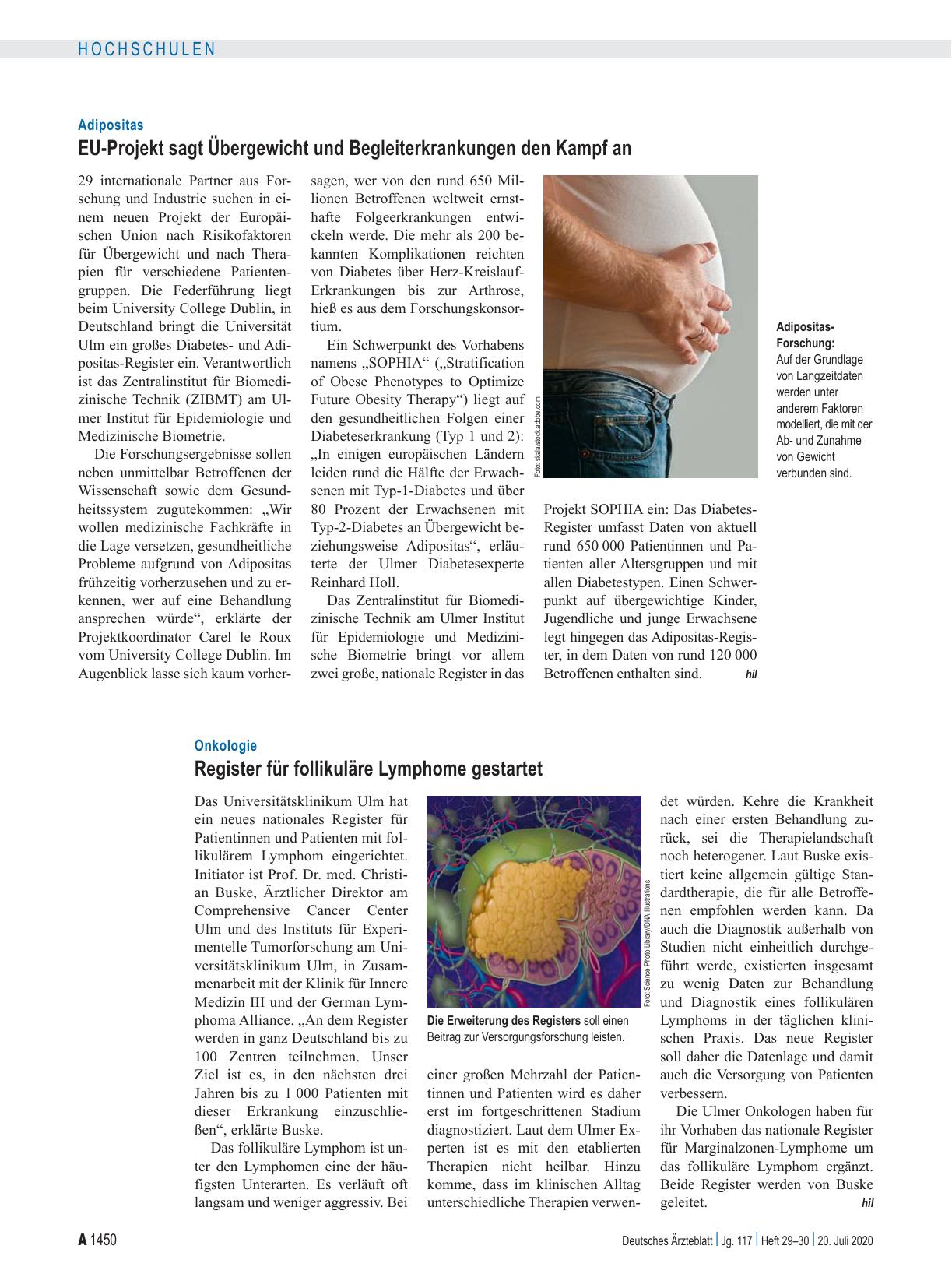 Vorschauseite 1: Onkologie: Register für follikuläre Lymphome gestartet