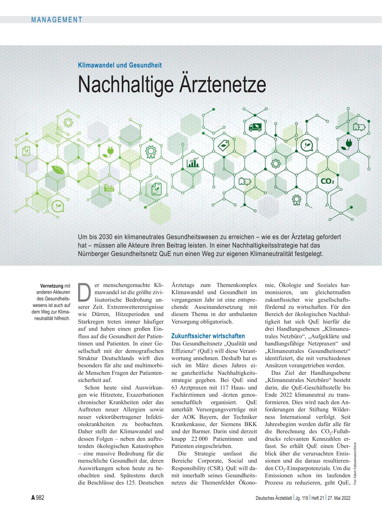 Vorschauseite 1: Klimawandel und Gesundheit: Nachhaltige Ärztenetze