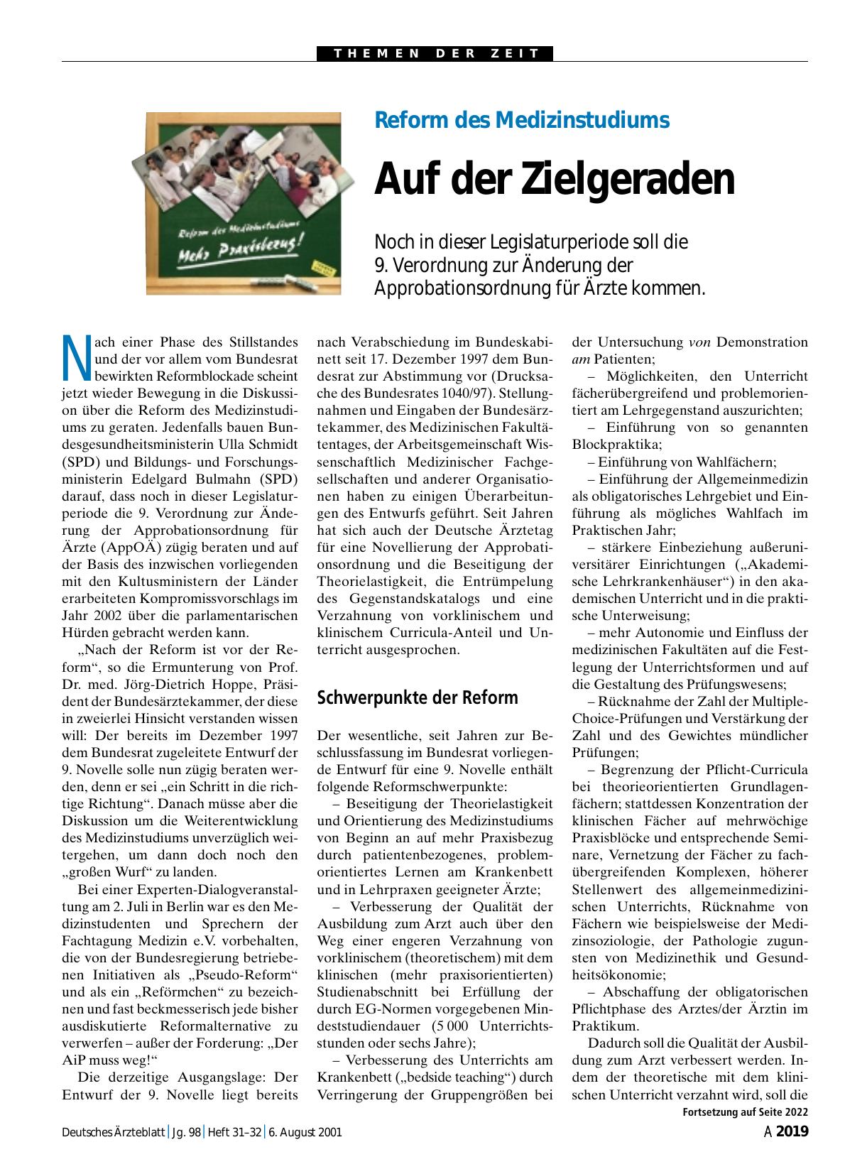 Vorschauseite 1: Reform des Medizinstudiums: Auf der Zielgeraden