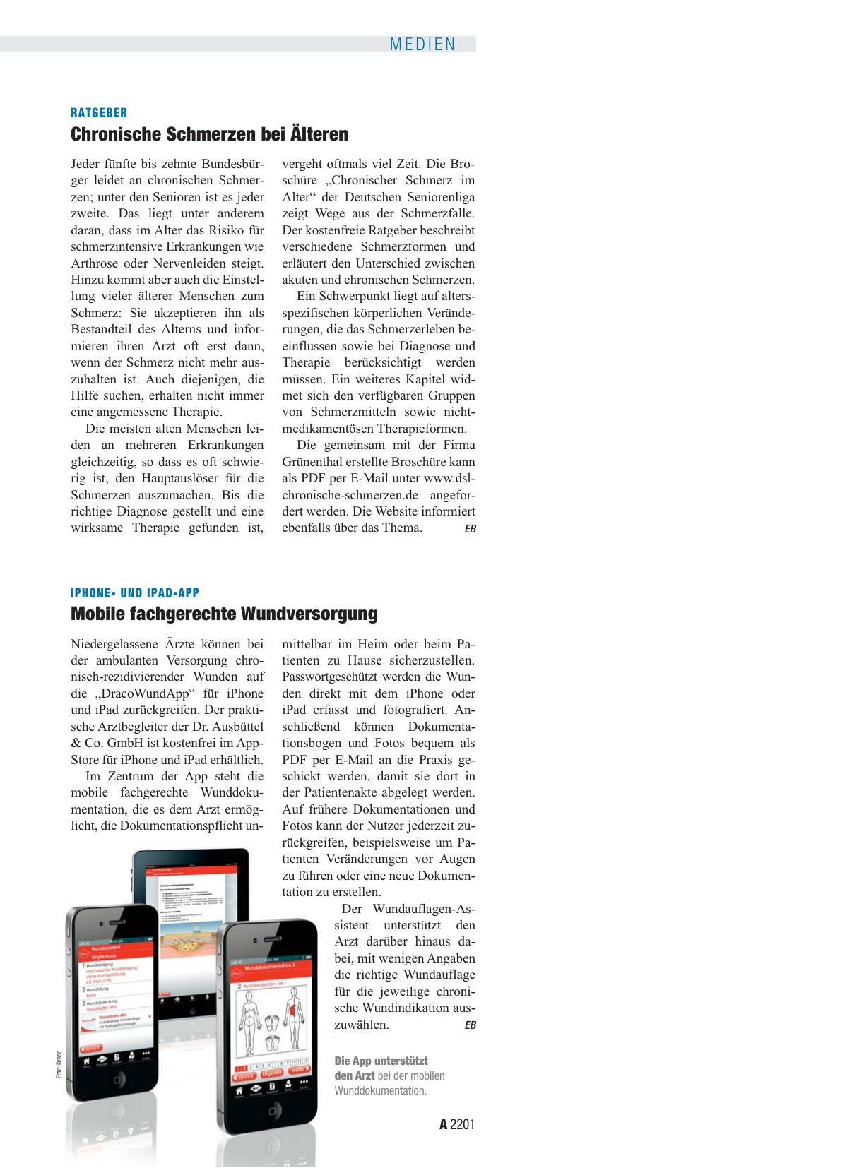 Vorschauseite 1: iPhoneund iPad-App: Mobile fachgerechte Wundversorgung