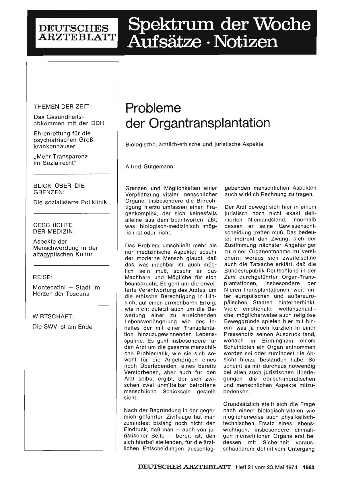 Vorschauseite 1: Probleme der Organtransplantation