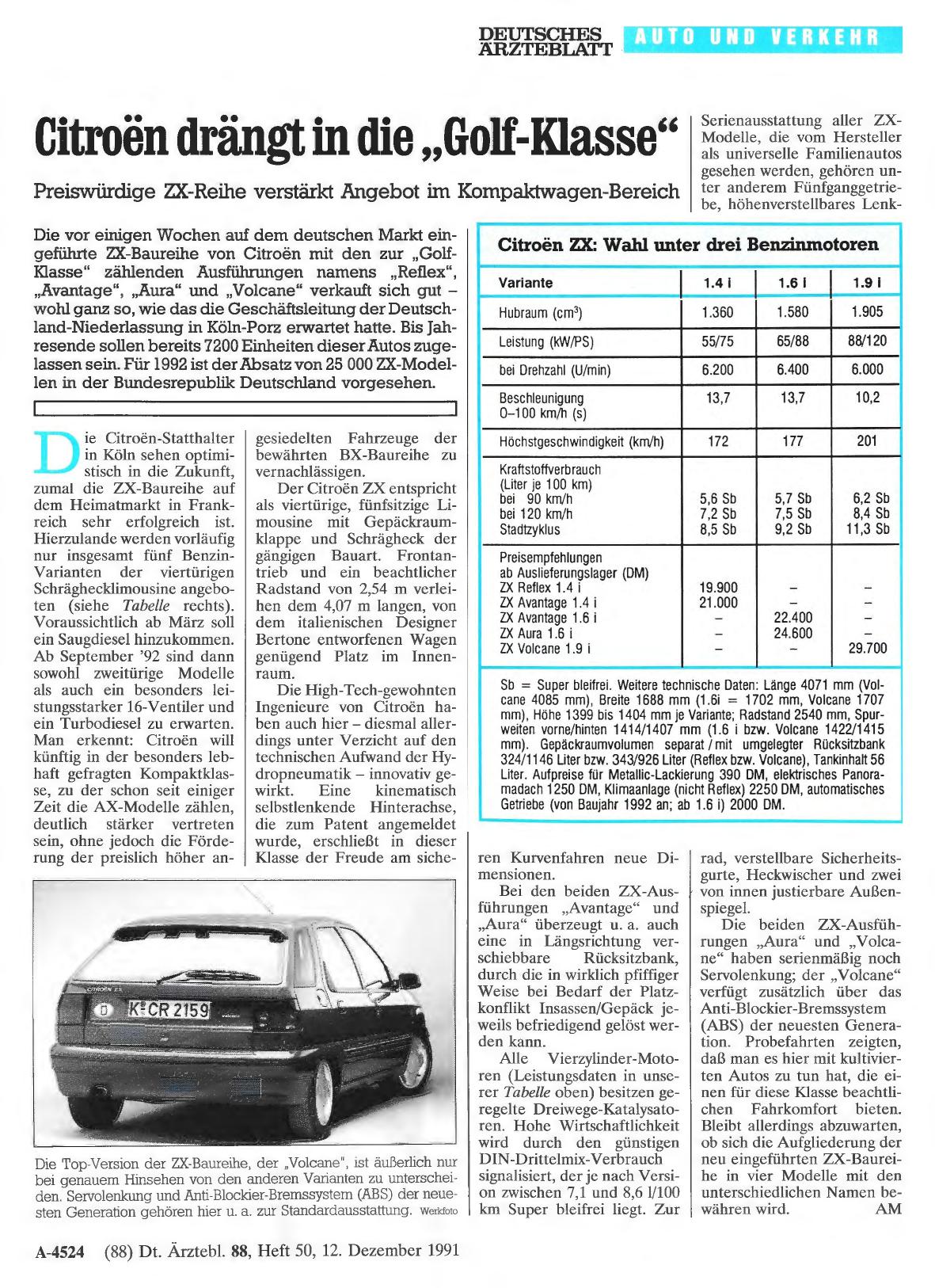 Vorschauseite 1: Citroën drängt in die „Golf-Klasse“: Preiswürdige ZX-Reihe verstärkt Angebot im Kompaktwagen-Bereich