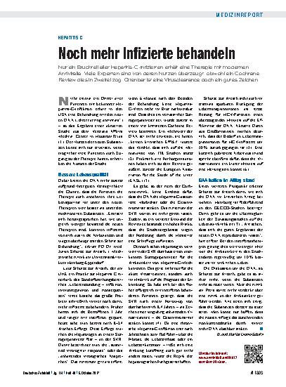 Vorschauseite 1: Hepatitis C: Noch mehr Infizierte behandeln