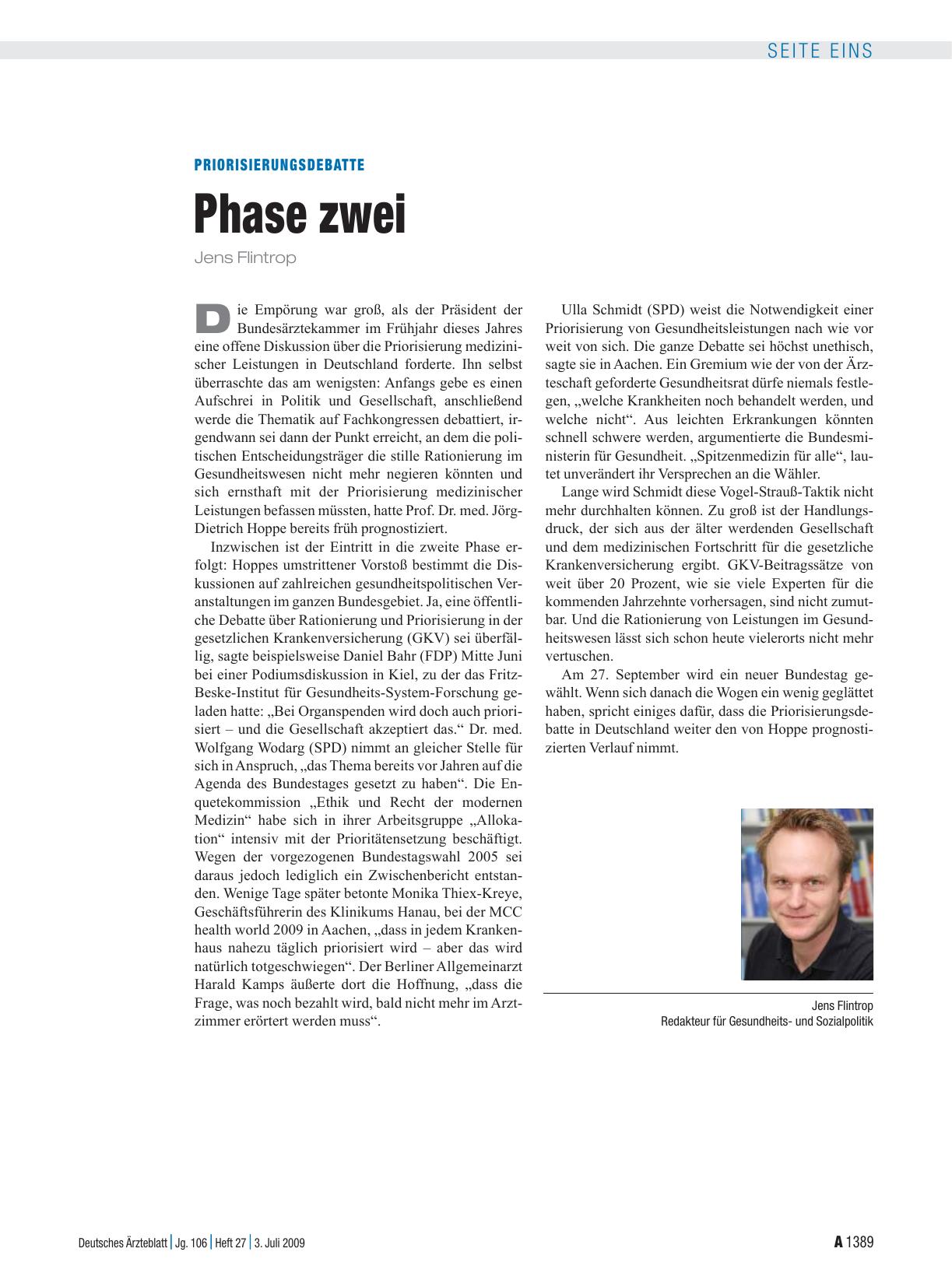 Vorschauseite 1: Priorisierungsdebatte: Phase zwei
