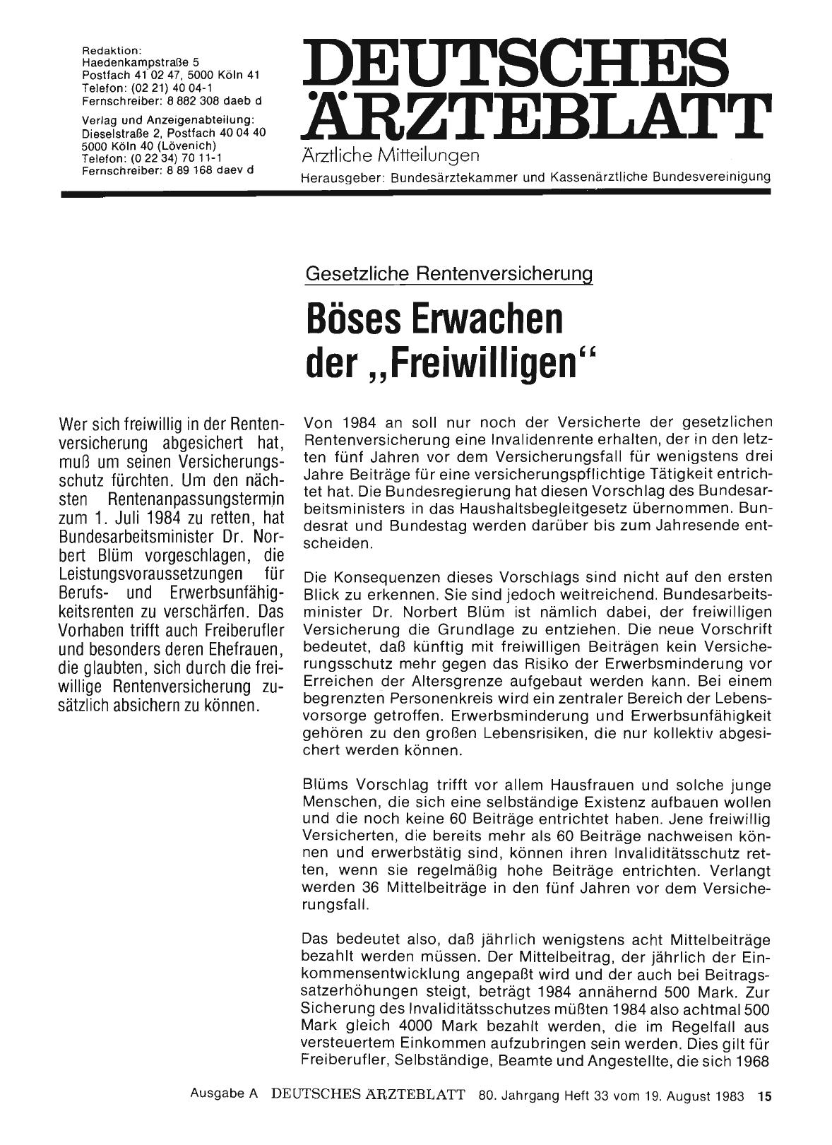 Vorschauseite 1: Gesetzliche Rentenversicherung: Böses Erwachen der „Freiwilligen“
