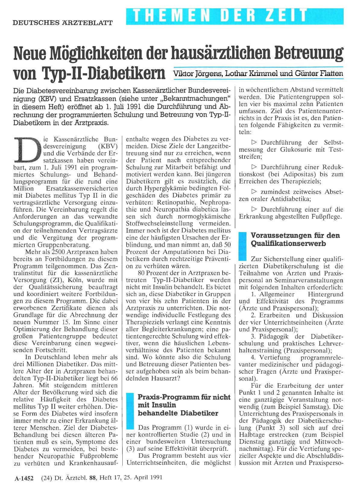Vorschauseite 1: Neue Möglichkeiten der hausärztlichen Betreuung von Typ-II-Diabetikern