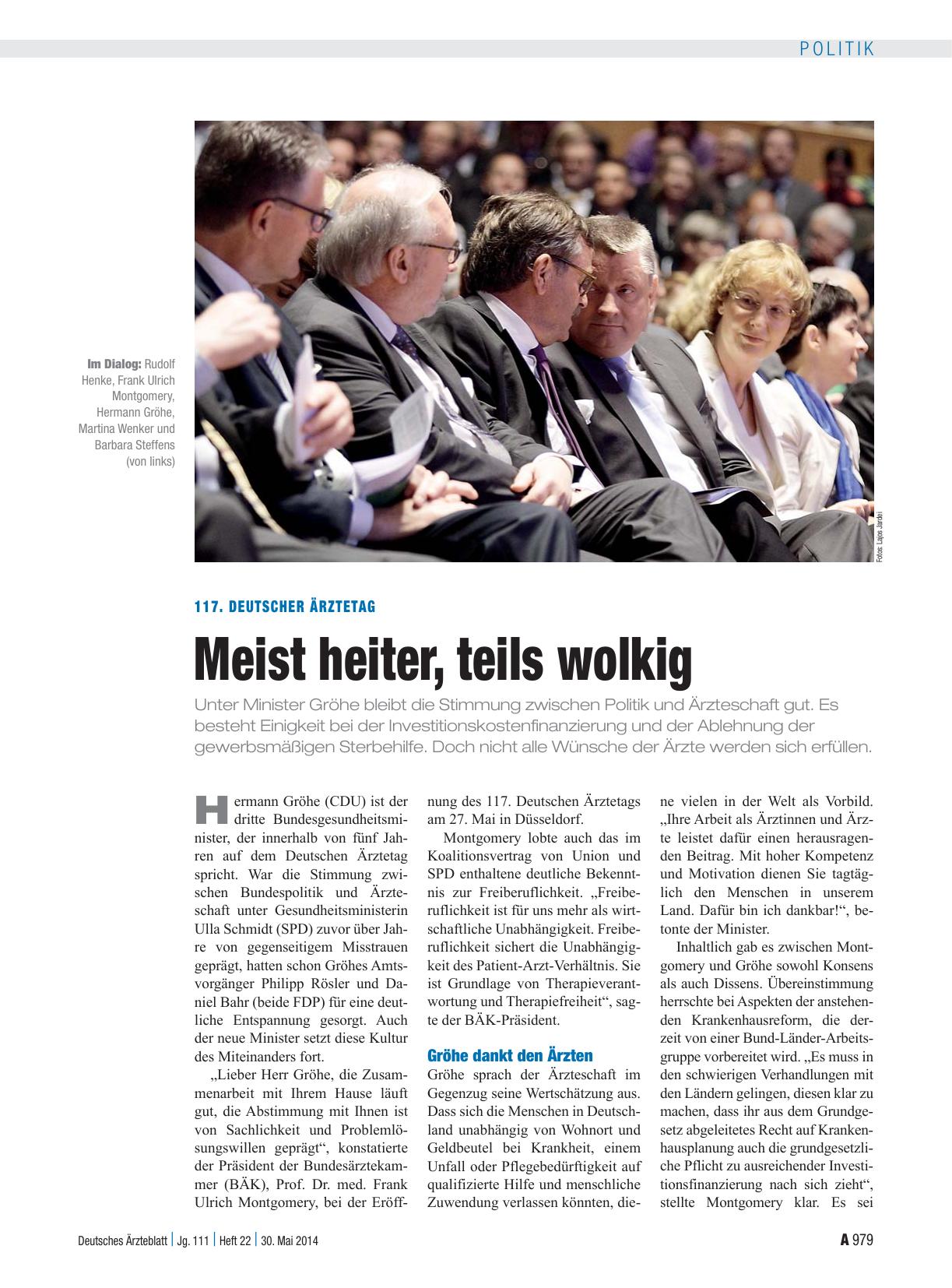 Vorschauseite 1: 117. Deutscher Ärztetag: Meist heiter, teils wolkig