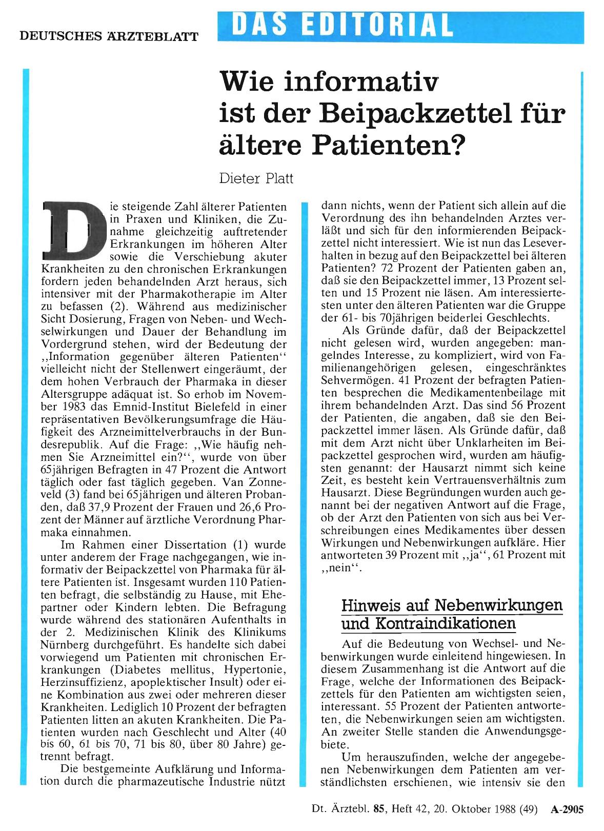 Vorschauseite 1: Wie informativ ist der Beipackzettel für ältere Patienten?