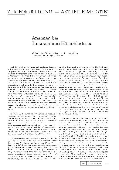 Vorschauseite 1: Anämien bei Tumoren und Hämoblastosen