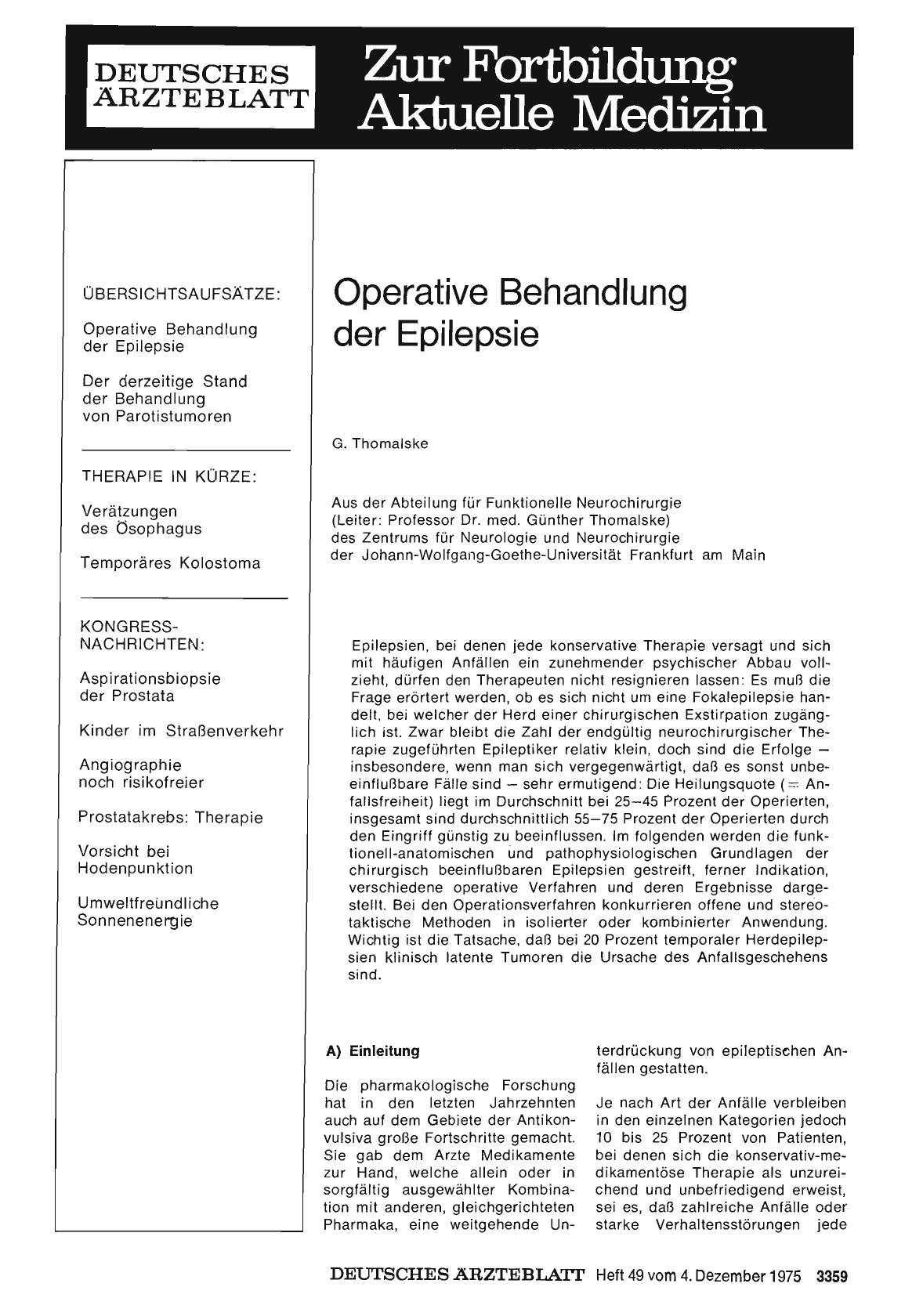 Vorschauseite 1: Operative Behandlung der Epilepsie