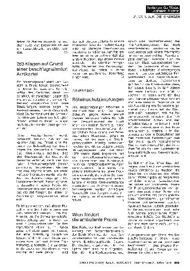 Vorschauseite 1: Wien fördert die ambulante Praxis
