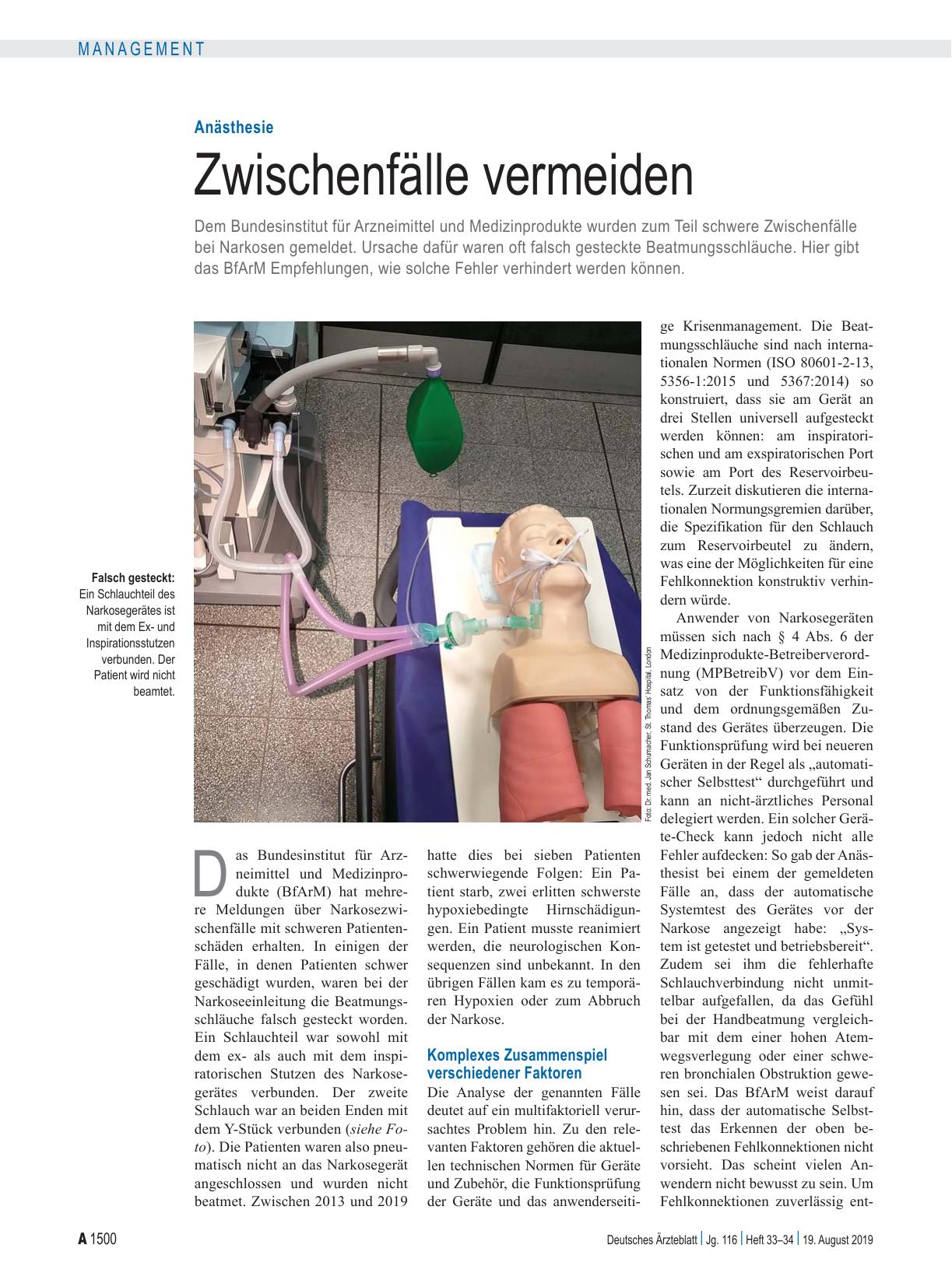 Vorschauseite 1: Anästhesie: Zwischenfälle vermeiden