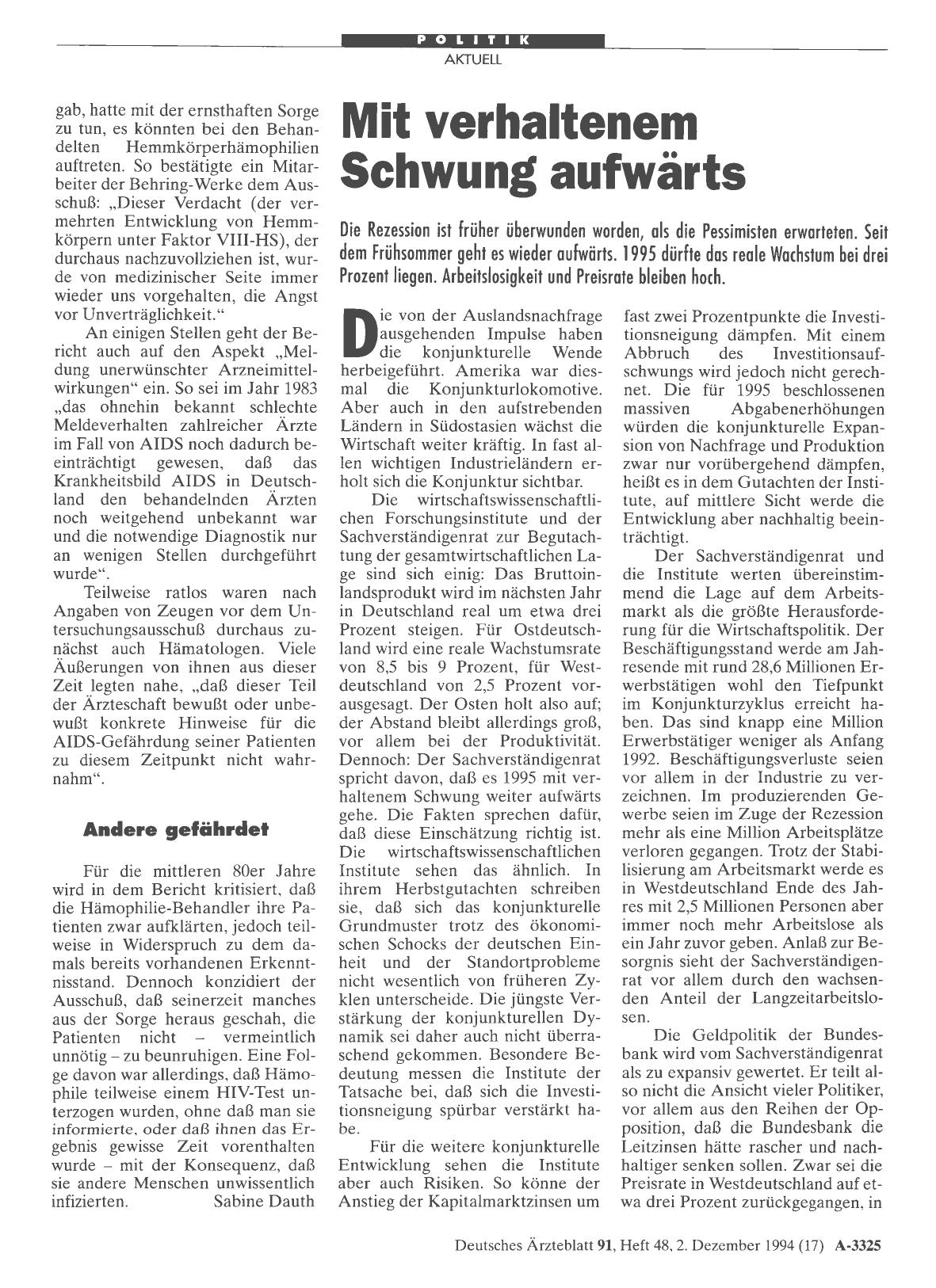 Vorschauseite 1: Mit verhaltenem Schwung aufwärts