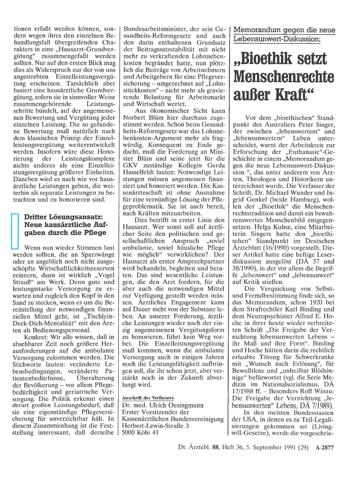 Vorschauseite 1: Memorandum gegen die neue Lebensunwert-Diskussion: „Bioethik setzt Menschenrechte außer Kraft“