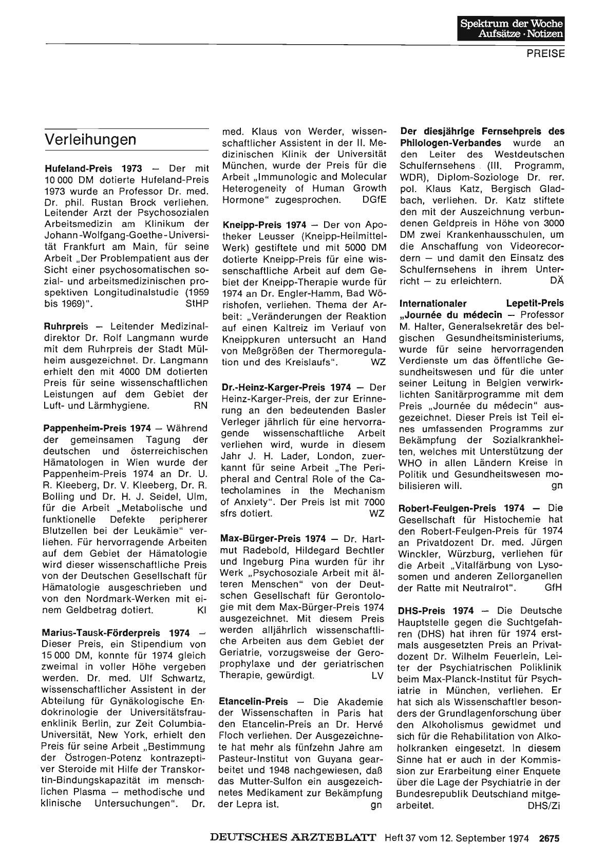 Vorschauseite 1: Verleihungen