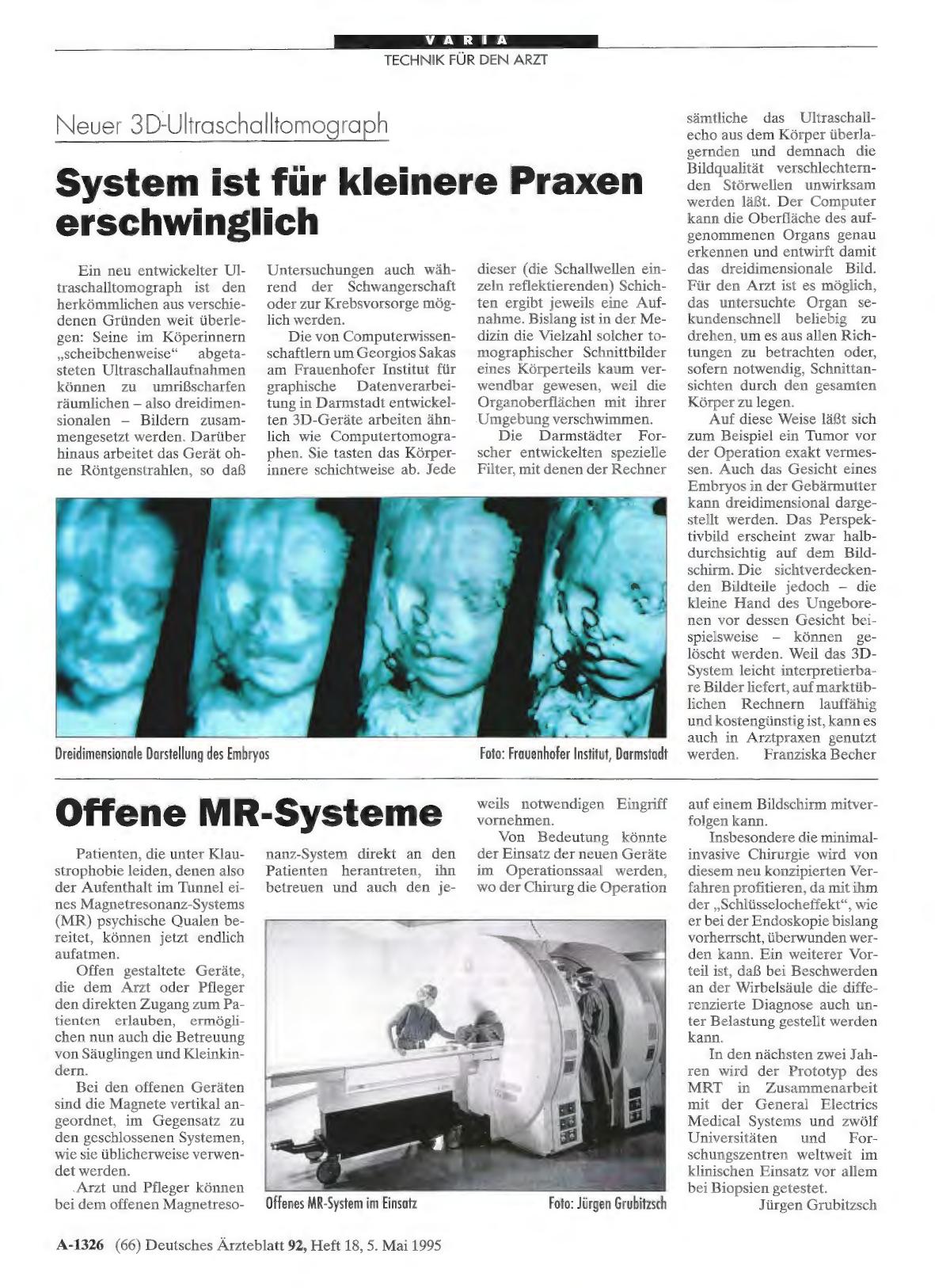 Vorschauseite 1: Neuer 3D-Ultraschalltomograph: System ist für kleinere Praxen erschwinglich