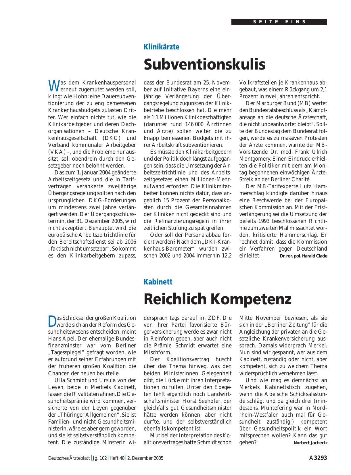Vorschauseite 1: Kabinett: Reichlich Kompetenz