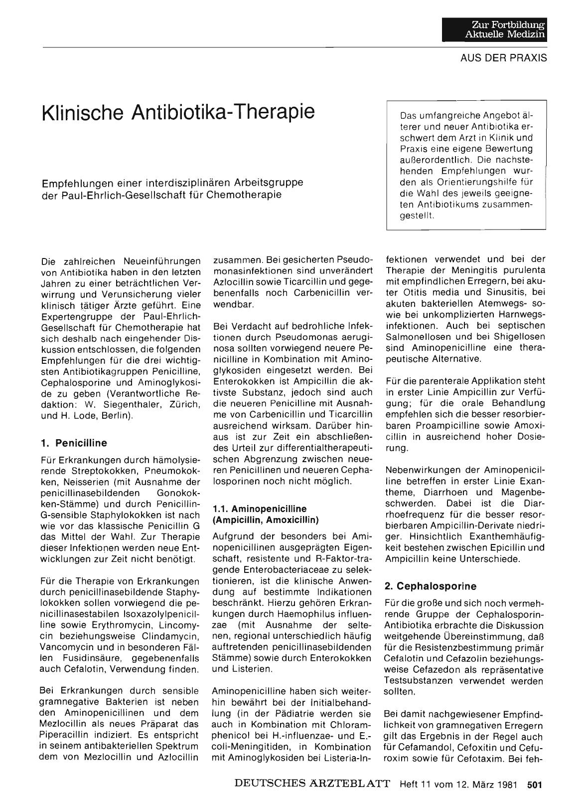 Vorschauseite 1: Klinische Antibiotika-Therapie
