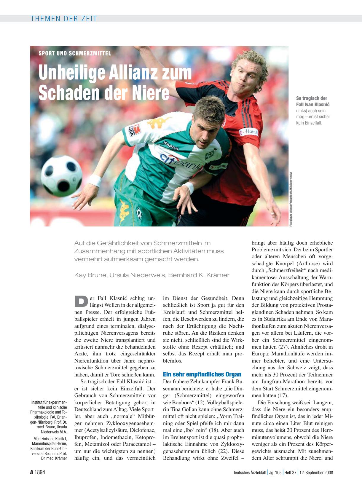Vorschauseite 1: Sport und Schmerzmittel: Unheilige Allianz zum Schaden der Niere