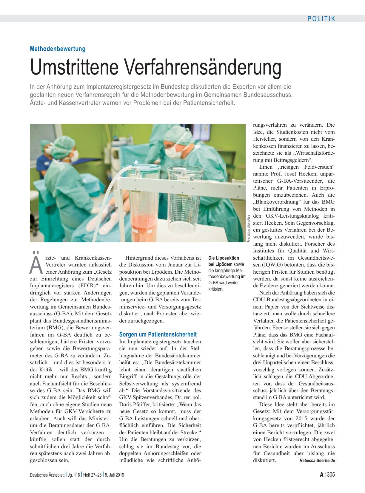 Vorschauseite 1: Methodenbewertung: Umstrittene Verfahrensänderung