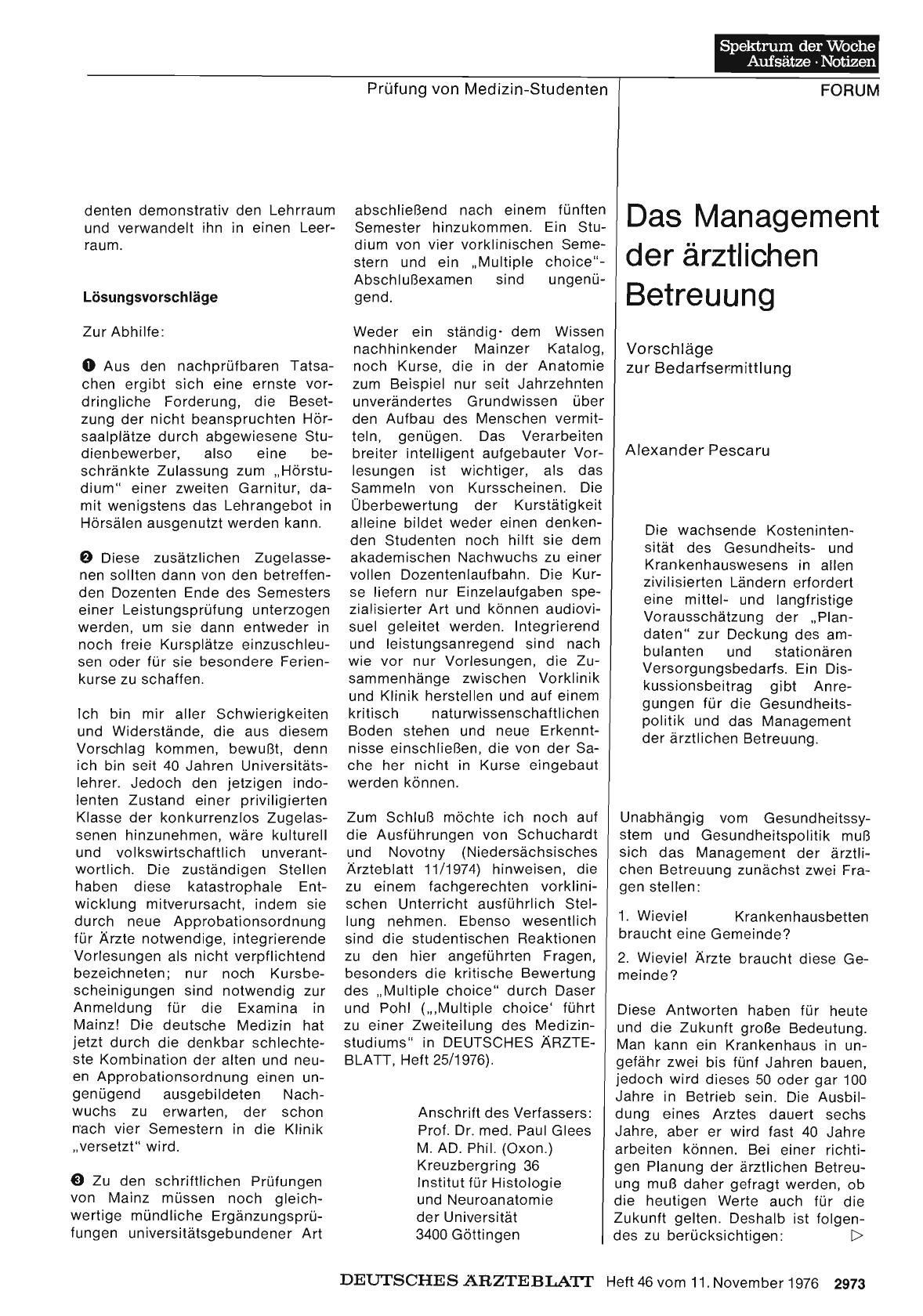 Vorschauseite 1: Das Management der ärztlichen Betreuung: Vorschläge zur Bedarfsermittlung