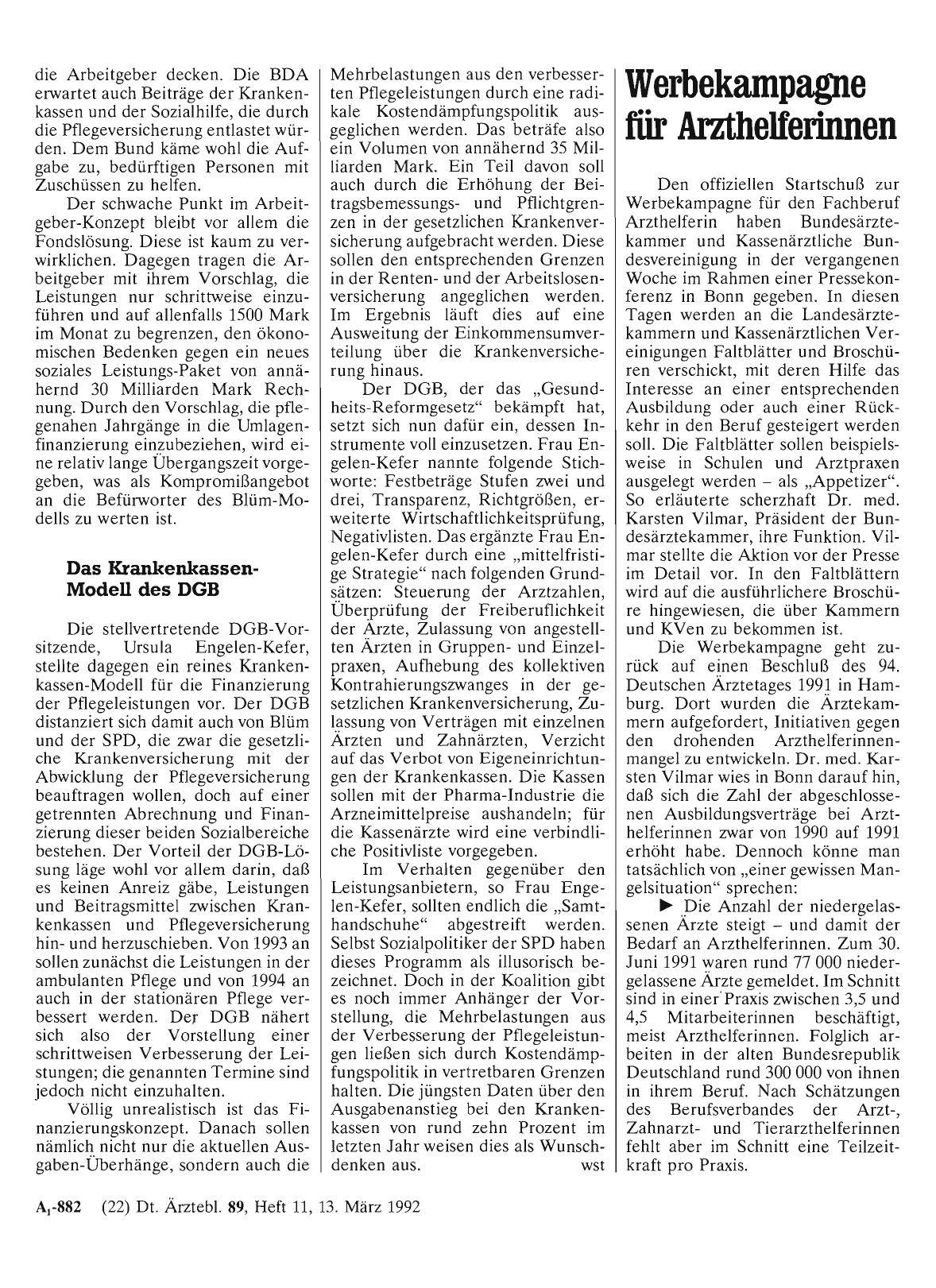 Vorschauseite 1: Werbekampagne für Arzthelfelinnen