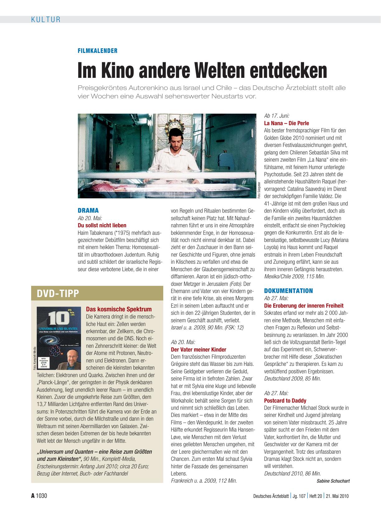 Vorschauseite 1: Filmkalender: Im Kino andere Welten entdecken